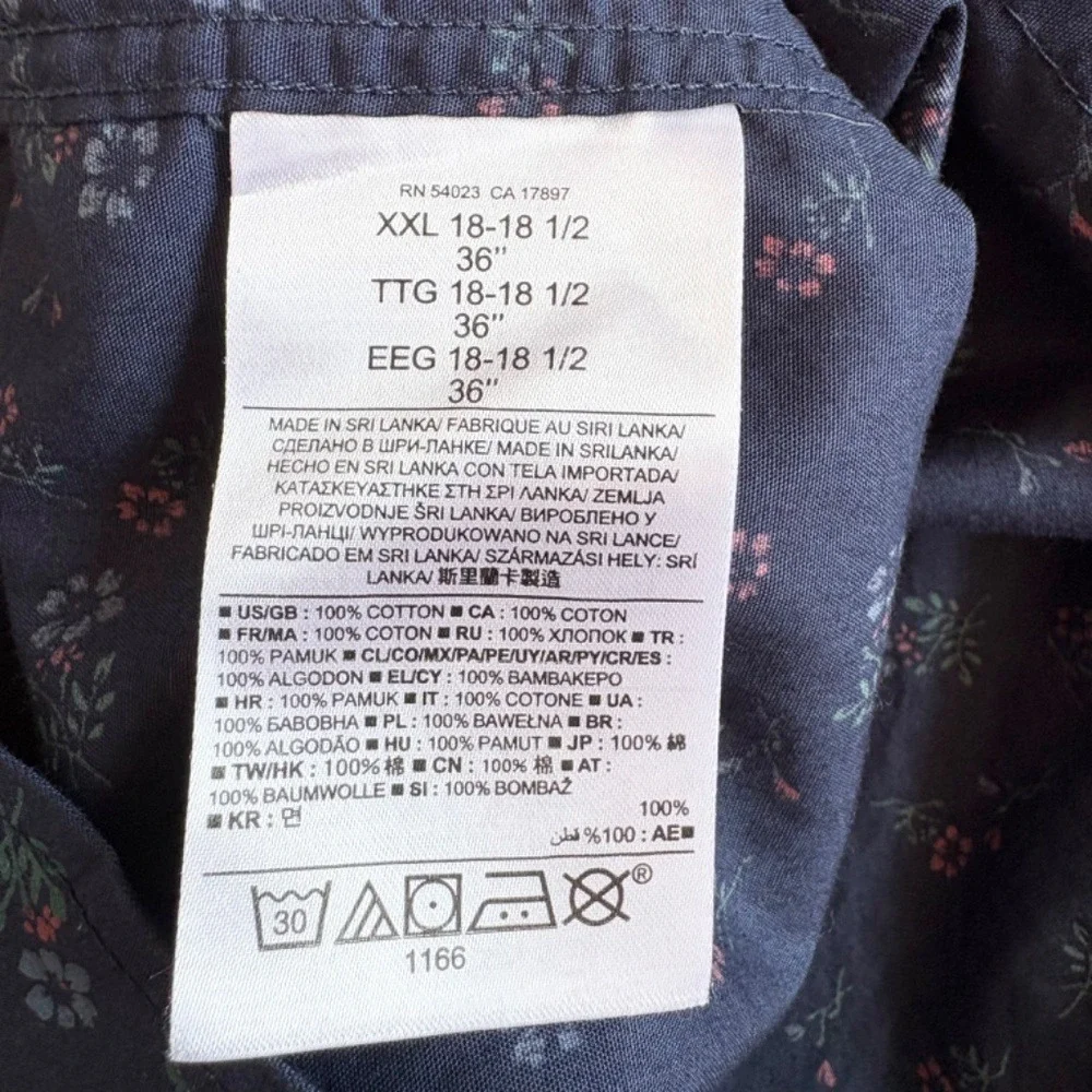 Banana Republic Button Down Floral Non-Iron Slim‎ Fit, Mens XXL Navy Blue